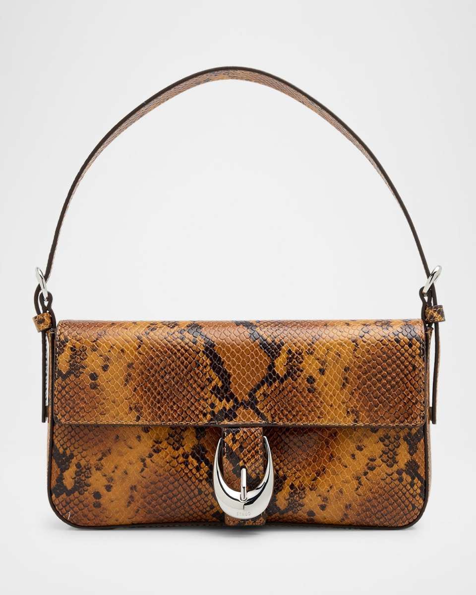 Harlow Python-Embossed Leather Shoulder Bag